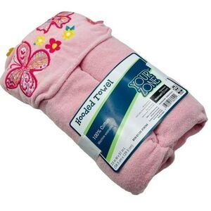 Your Zone Kid's Bath Hooded Towel Decorated Cotton Pink 23"x51"